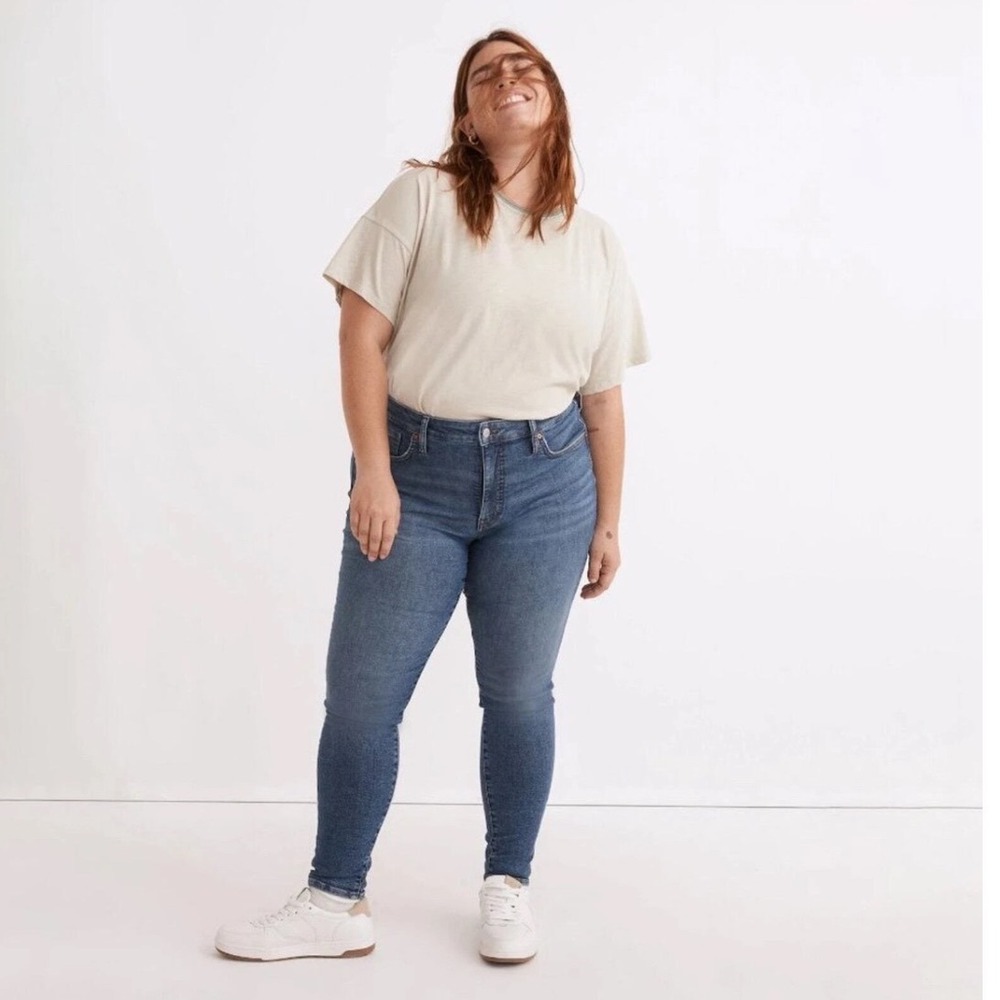 Madewell 9" Mid-Rise Skinny Jeans Women's 18W Plus Dark Wash Blue Stretch Denim‎